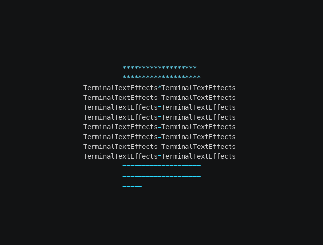 The characters rise off the text, fly onto a spinning cube and ride it, then fly back to their input cells