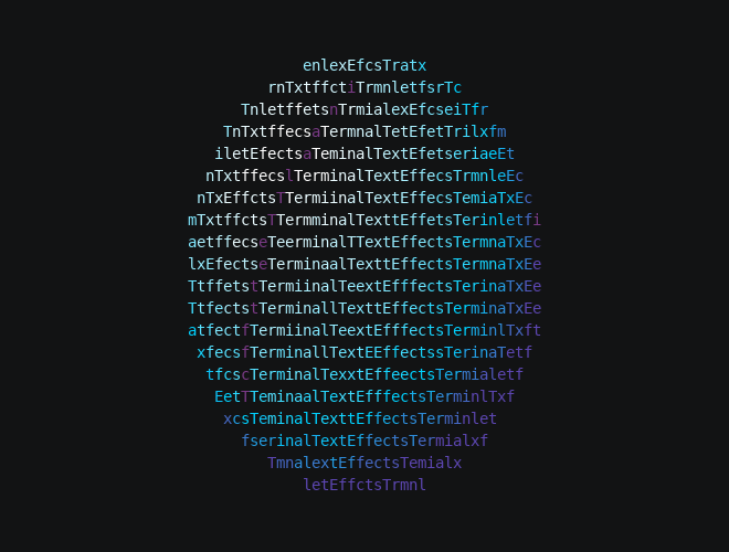 The input text wrapped around a tilted sphere that turns, with the far side showing dimly between letters