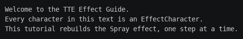 MySpray after step 1: the text appears in one frame